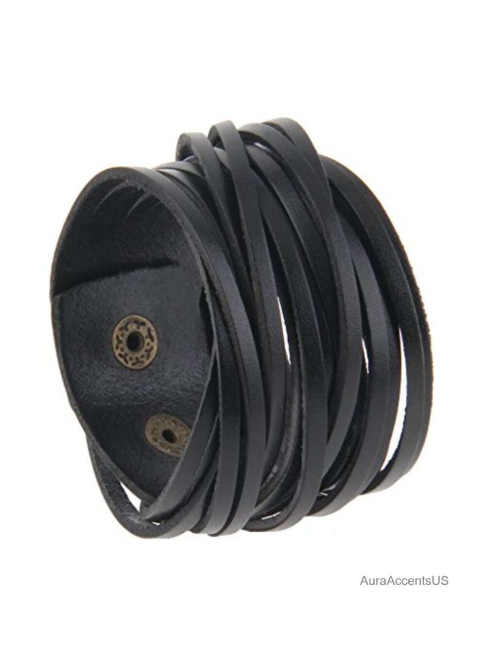 Genuine Leather Cuff Bracelet Adjustable Wrap Unisex Viking Gothic